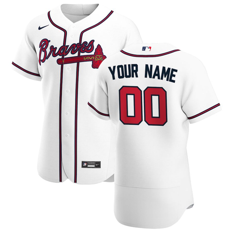 Mens Atlanta Braves Nike White Home Authentic Custom MLB Jerseys->customized mlb jersey->Custom Jersey